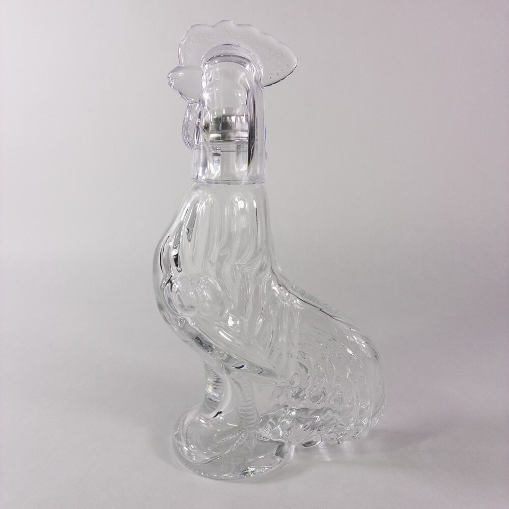 Vintage Rooster Glass Decanter Screw Top Shot Glass Head Farmhouse Barware
